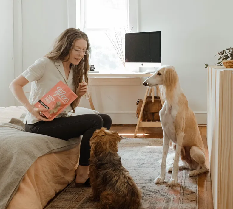 Dog and owner at home